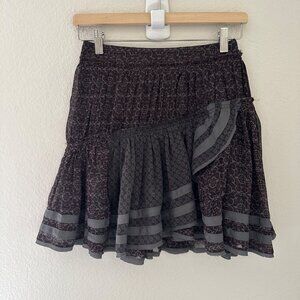Free People Tiered Pleated Full Mini Skirt Lightweight Multicolor Sz 0